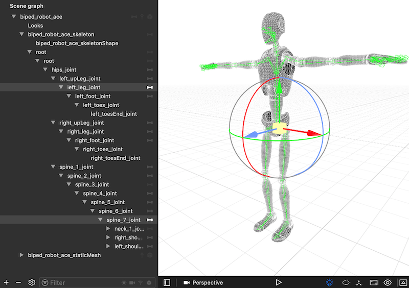 Rigged mesh for ARSkeleton3D.